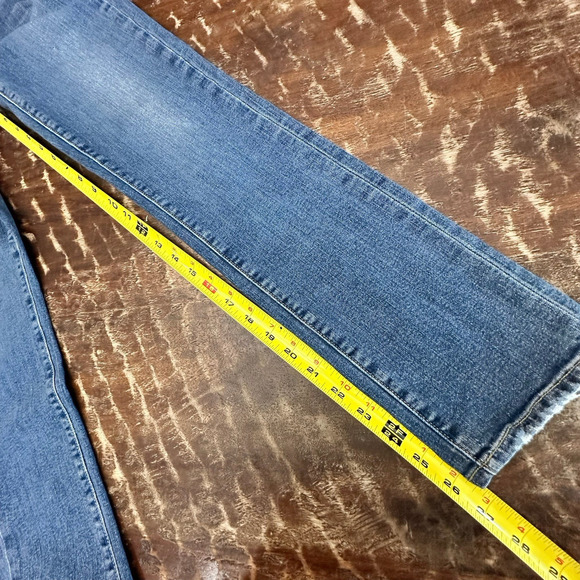 PAIGE Jacqueline Straight Jeans Blue 25 High Rise Raw Hem Stretch Denim USA - Picture 7 of 11